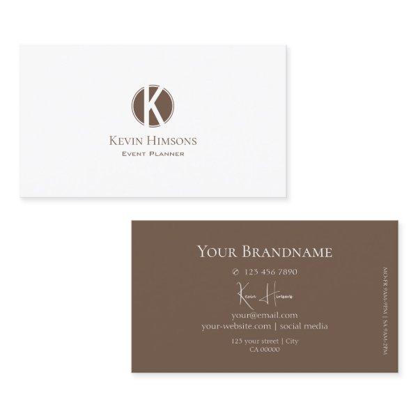 Elegant Plain White and Brown with Monogram Modern