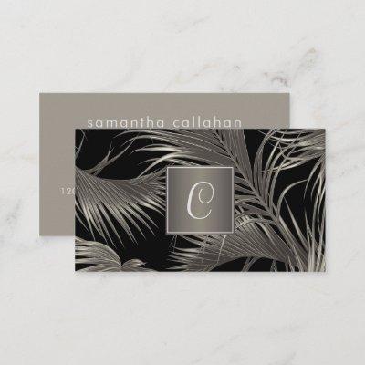 Elegant Platinum Palm Pattern with Monogram