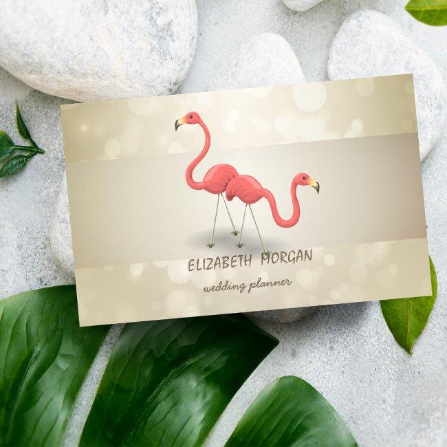 Elegant Professional Bokeh, Stripe, Flamingo