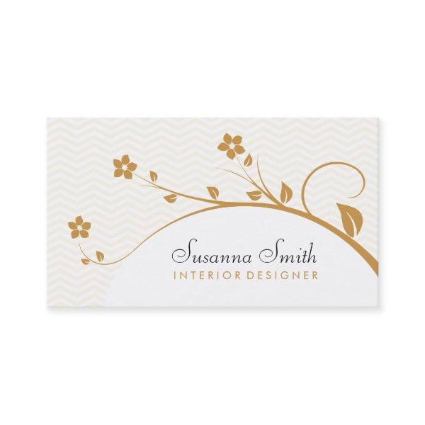 Elegant professional card with flowers and chevrón