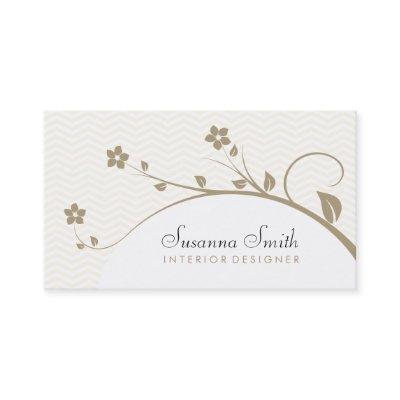 Elegant professional card with flowers and chevrón