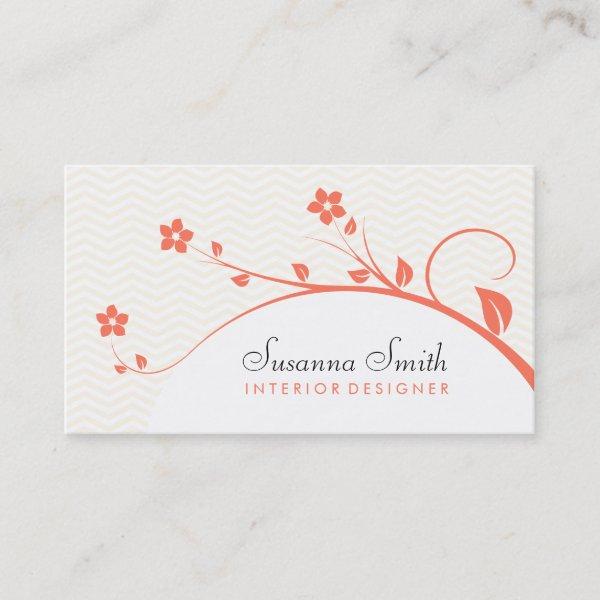 Elegant professional card with flowers and chevrón
