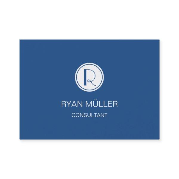 Elegant Professional Classic Blue and Monogram