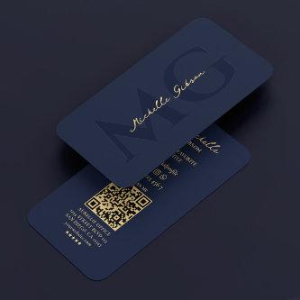 Elegant Professional Dark Navy Modern Monogram