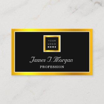 Elegant Professional Golden Frame Logo Black White