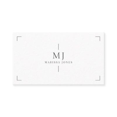 Elegant Professional Minimalist Monogram White