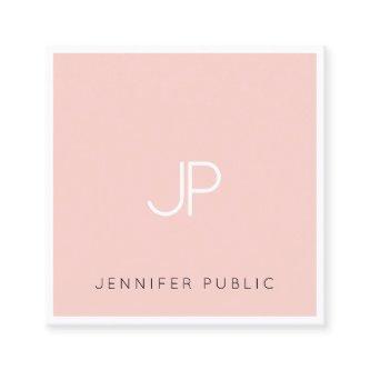 Elegant Professional Monogram Modern Blush Pink Square