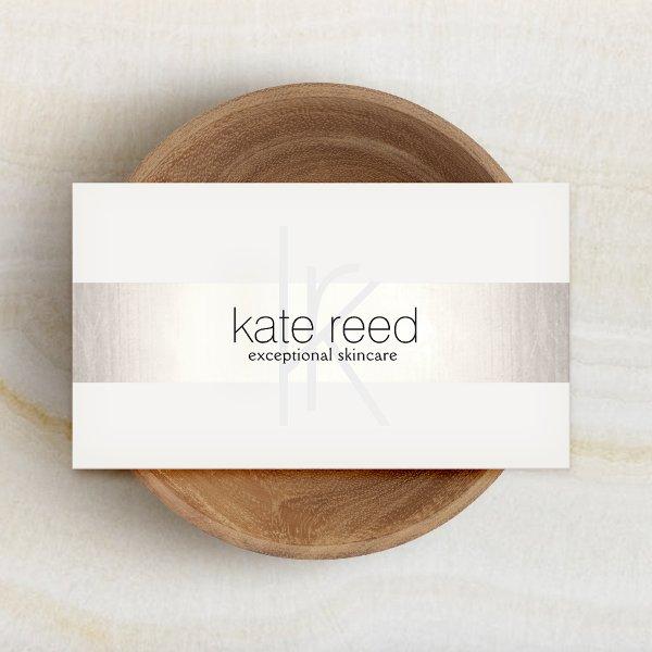 Elegant Professional Monogram Modern Silver Stripe