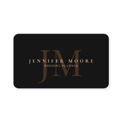 Elegant Professional Plain Black Gold Monogram