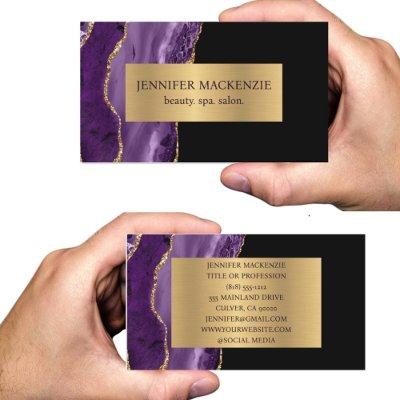 Elegant Purple and Black Gold Agate
