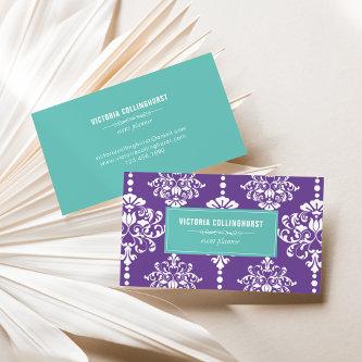 Elegant Purple and Teal Vintage Damask Pattern