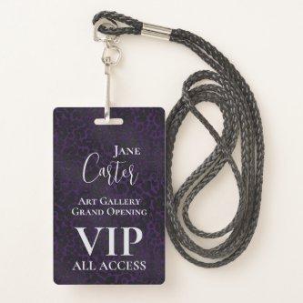 Elegant Purple Black Leopard VIP All Access Pass Badge