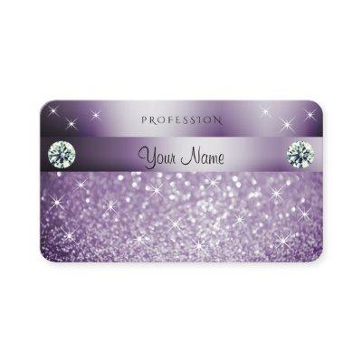 Elegant Purple Glitter Sparkling Stars Diamonds