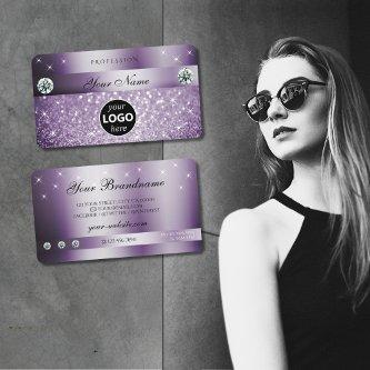 Elegant Purple Glitter Sparkling Stars with Logo