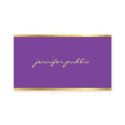 Elegant Purple Gold Handwritten Script Modern Chic