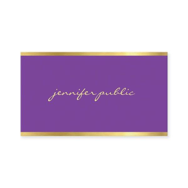 Elegant Purple Gold Handwritten Script Modern Chic