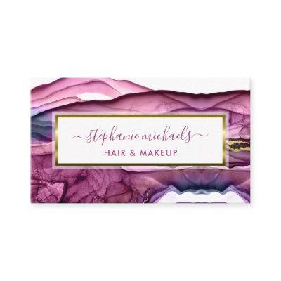 Elegant Purple Liquid Ink Gold Hair & Makeup