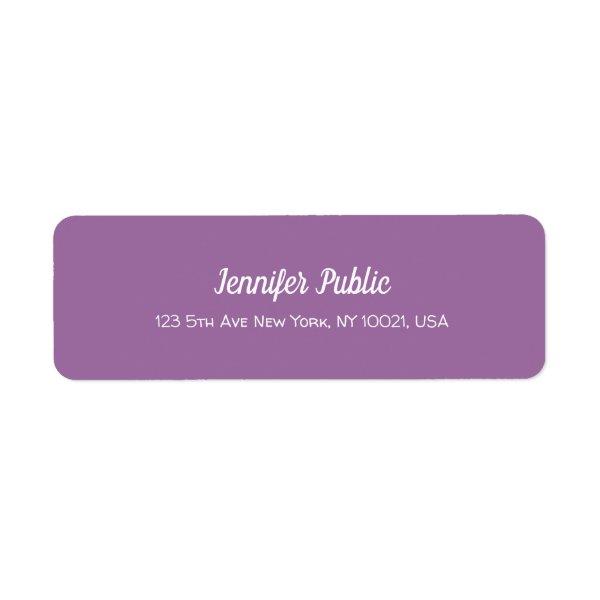 Elegant Purple Modern Script Professional Plain Label