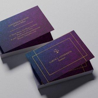 Elegant purple navy faux lather gold script lawyer