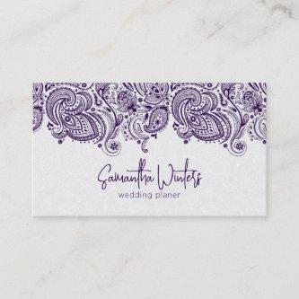 Elegant purple paisley on white wedding planner