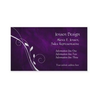 Elegant Purple Silver Leaf Swirl