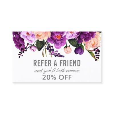Elegant Purple Ultra Violet Floral Silver Referral