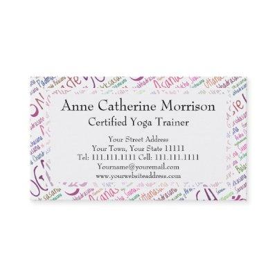 Elegant Purple Yoga Positions Word Cloud Pattern