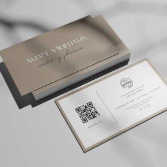 Elegant QR Code Card Social Sand
