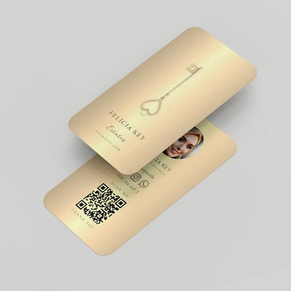 Elegant Real Estate Agent QR Gold