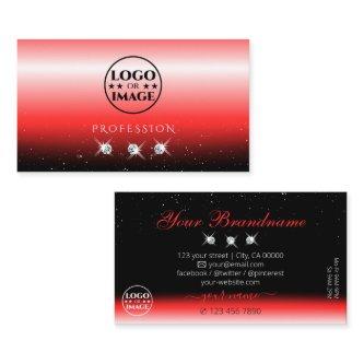 Elegant Red Black Gradient Sparkle Jewels Add Logo