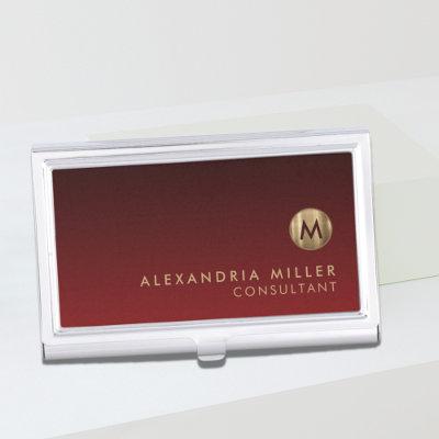 Elegant Red Brushed Gold Monogram  Case