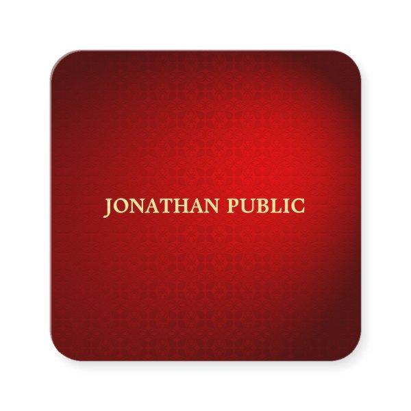 Elegant Red Damask Gold Text Name Modern Template Square