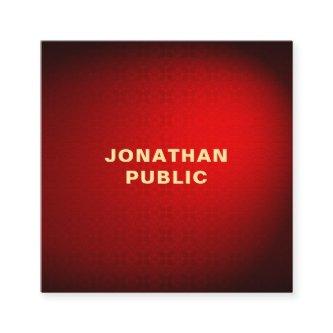 Elegant Red Damask Gold Text Template Professional Square