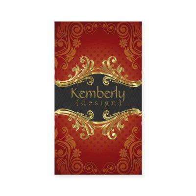 Elegant Red Floral Damasks With Gold Frame