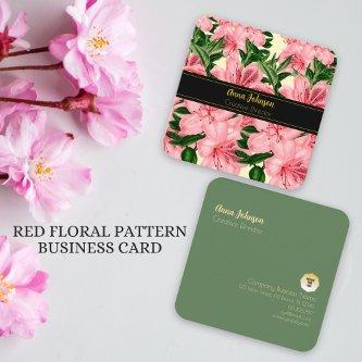 Elegant Red Floral Pattern Add Your Custom Name Square