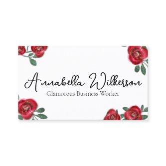 Elegant Red Roses with Gold Glitter on White