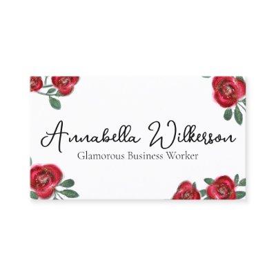 Elegant Red Roses with Gold Glitter on White