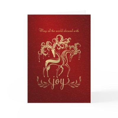 Elegant Reindeer Faux Gold-Foil Business Christmas Holiday Card