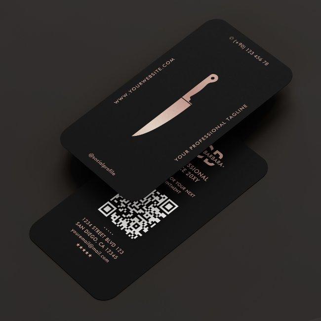 Elegant Restaurant Black Rosegold Chef Knife