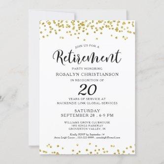 Elegant Retirement Party Script Gold Confetti Invitation