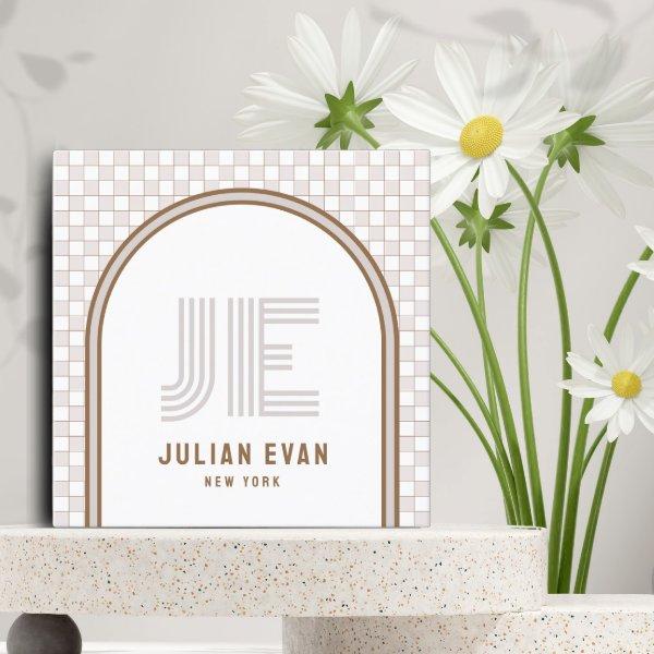 Elegant Retro Beige Monogram