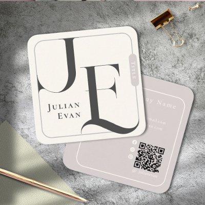 Elegant Retro Ivory White Monogram Square