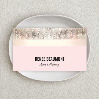 Elegant Retro Sequin Gold and Pink Striped