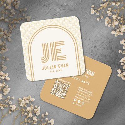 Elegant Retro Yellow Monogram