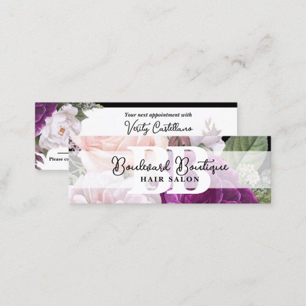 Elegant Rose Floral Salon Bookmark Appointment Mini