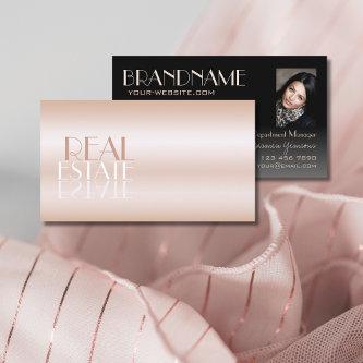 Elegant Rose Gold and Black Mirror Font with Photo