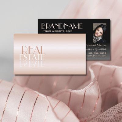 Elegant Rose Gold and Black Mirror Font with Photo