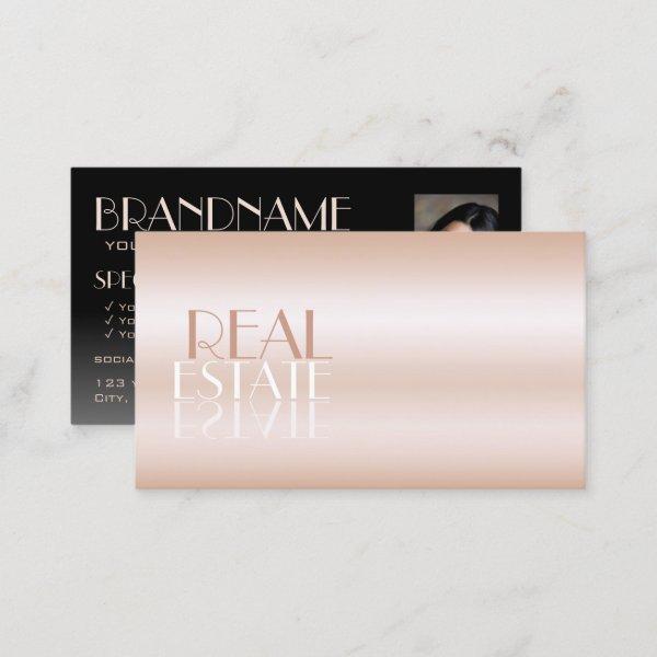Elegant Rose Gold and Black Mirror Font with Photo