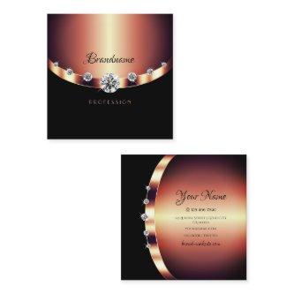 Elegant Rose Gold Black Sparkling Jewels Diamonds Square