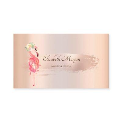 Elegant Rose Gold Brush Stroke,Flamingos Business